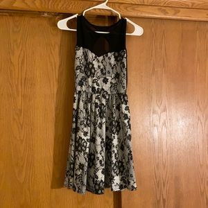 Black & White floral dress with sheer detailing